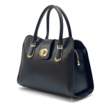 Луксозна чанта от естествена кожа Madelin - черна
