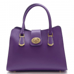 Луксозна чанта от естествена кожа Madelin - тъмно лилава