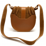 Чанта за през рамо от естествен велур и кожа - керемидено кафява