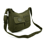 Чанта за през рамо от плат с 2 големи отделения - зелена