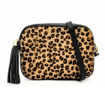 Чанта за през рамо от естествена кожа със тигров принт 