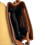Малка чанта за през рамо от естествена кожа - черно/тъмно кафяво