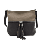 Чанта за през рамо от естествена кожа  - светло кафяво/черно