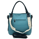 Комфортна дамска чанта с два вида дръжки - синя