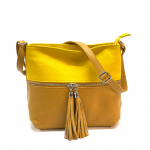 Чанта за през рамо от естествена кожа  - горчица