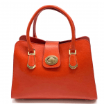 Луксозна чанта от естествена кожа Madelin - оранжева