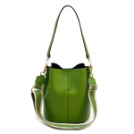 Дамска чанта от естествена кожа с 2 дръжки - фуксия 