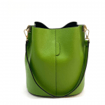 Дамска чанта от естествена кожа с 2 дръжки - зелена