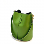 Дамска чанта от естествена кожа с 2 дръжки - зелена