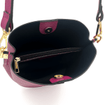 Дамска чанта от естествена кожа с 2 дръжки - черна