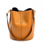 Дамска чанта от естествена кожа с 2 дръжки - керемидено кафява
