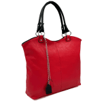 Голяма дамска чанта тип торба - червена