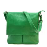 Чанта за през рамо от естествена кожа с много джобчета - лилава