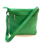 Чанта за през рамо от естествена кожа с много джобчета - зелена