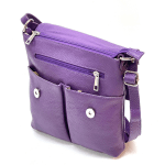 Чанта за през рамо от естествена кожа с много джобчета - лилава