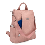 2 в 1 - Раница и чанта със секретно закопчаване - розова