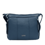 Чанта за през рамо с 2 отделения и много джобове - тъмно синя 