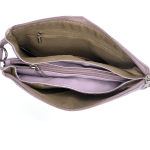 Чанта за през рамо с 3 отделения и цветна дръжка - керемидено кафява
