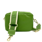 Чанта за през рамо от естествена кожа с крокодилски принт Bella - зелена 