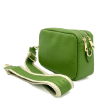Чанта за през рамо от естествена кожа с 2 дръжки - тъмно зелена 