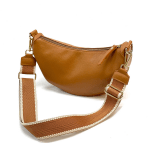 Чанта за през рамо от естествена кожа  - керемидено кафява 