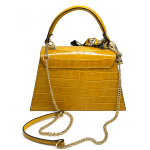 Чанта от естествена кожа с фишу Camelia - бежова