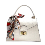 Чанта от естествена кожа с фишу Camelia - бяла