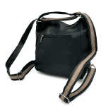 2 в 1 - Дамска чанта и раница с много джобове - черно/керемидено кафява