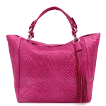 Голяма чанта тип торба от естествена кожа Delanna - розова