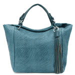 Голяма чанта тип торба от естествена кожа Delanna - синя