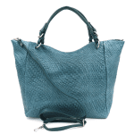 Голяма чанта тип торба от естествена кожа Delanna - синя