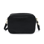Чанта за през рамо от естествена кожа с животински принт - черна