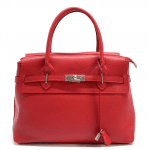Луксозна чанта от естествена кожа Flora - червена