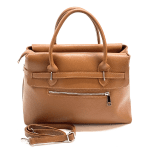 Луксозна чанта от естествена кожа Flora - керемидено кафява