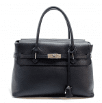 Луксозна чанта от естествена кожа Flora - черна