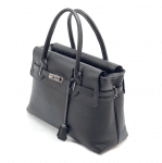 Луксозна чанта от естествена кожа Flora - черна