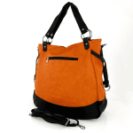 Голяма дамска чанта тип торба - оранжево/черно