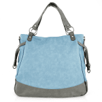 Голяма дамска чанта тип торба - светло синьо/тъмно синьо