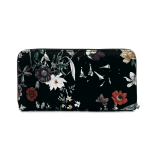 Дамско портмоне с принт на цветя - черно