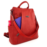 2 в 1 - Раница и чанта със секретно закопчаване -  червена