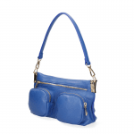 Дамска чанта с 2 вида дръжки от естествена кожа Iris - синя