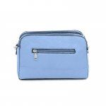 Чанта за през рамо с 3 отделения и цветна дръжка - синя