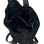 Голяма чанта от естествена кожа с 2 вида дръжки - черна 