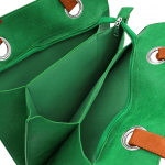 Голяма чанта с 3 отделения и висящо портмоне - зелена