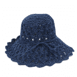 Сламена дамска шапка - тъмно синя