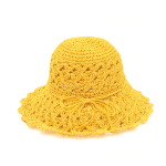 Сламена дамска шапка - жълта