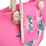 Голяма плажна чанта с несесер - розова