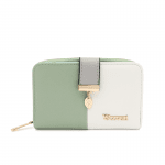 Двуцветно дамско портмоне - светло зелено / бяло