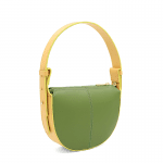 Чанта за през рамо с 2 дръжки от естествена кожа Erica - зелено/жълто