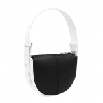 Чанта за през рамо с 2 дръжки от естествена кожа Erica - черно/бяло